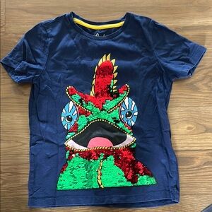 Kids Navy Blue Sequin Monster T-Shirt